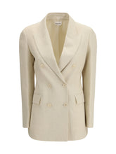 P.A.R.O.S.H. L double-breasted blazer in a ribbed fabric