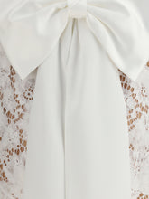 SELF-PORTRAIT 6 short satin dress with lace bow