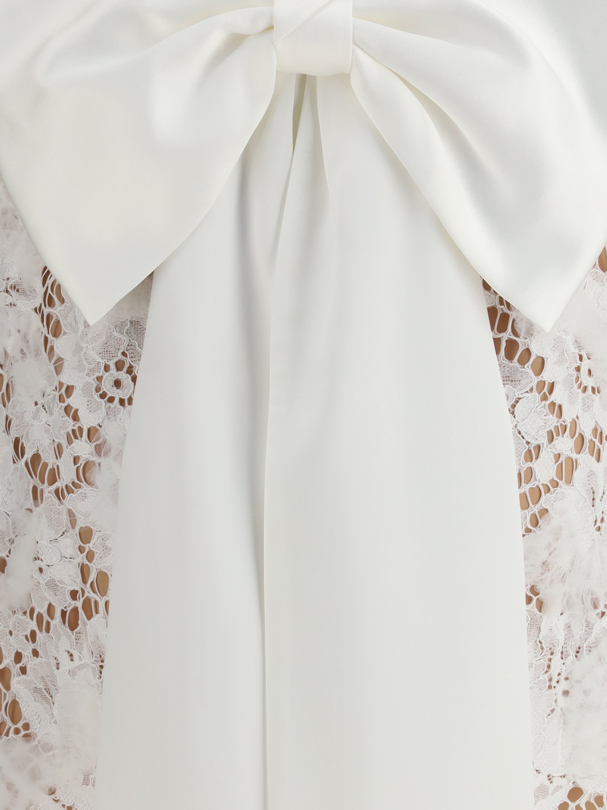 SELF-PORTRAIT 6 short satin dress with lace bow