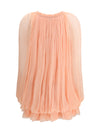 mini dress with cape in silk muslin