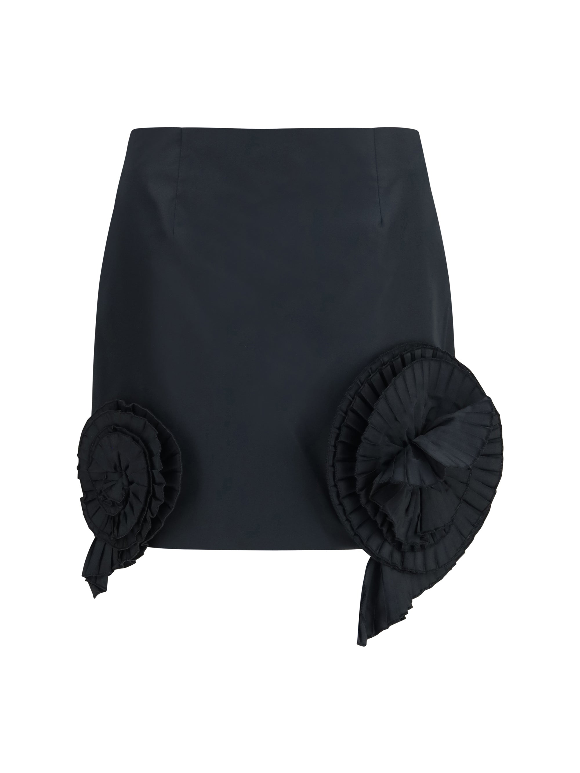 crepe mini skirt with floral appliqué