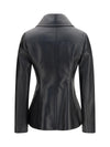 fitted leather caban coat