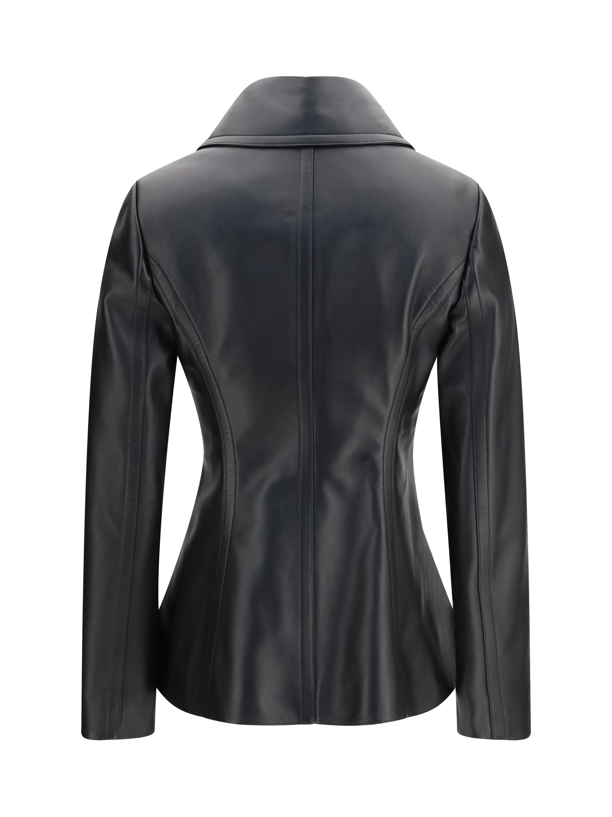 fitted leather caban coat