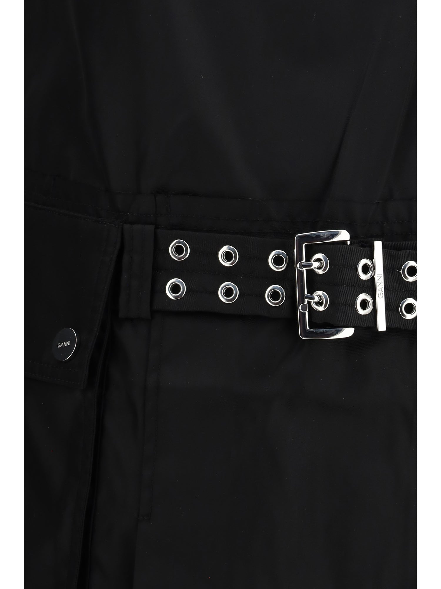 GANNI 36 duchesse nylon belted mini dress