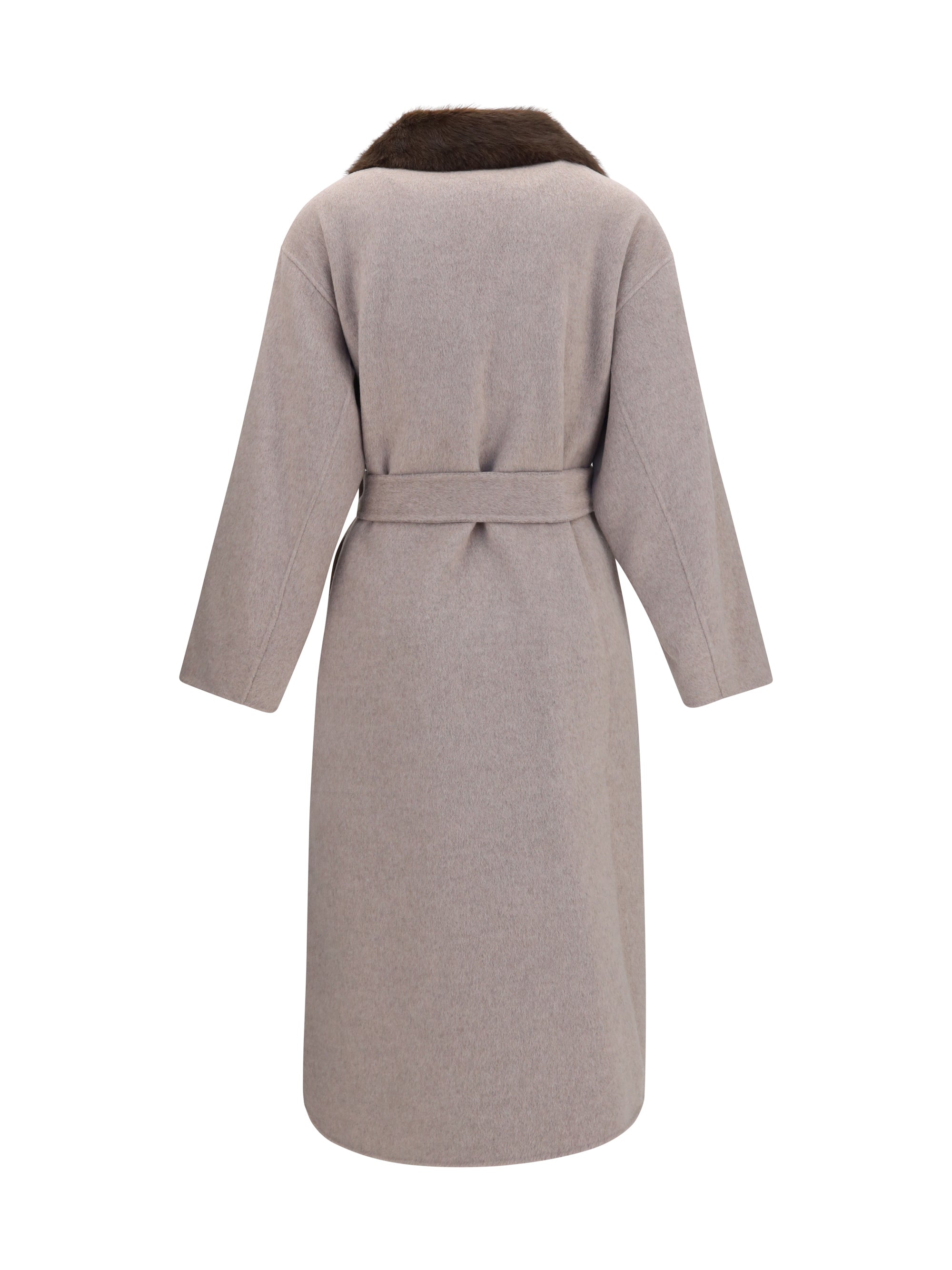 wool coat with fur collar and belt