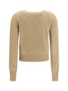 long sleeve cable knit and openwork cashmere sweater