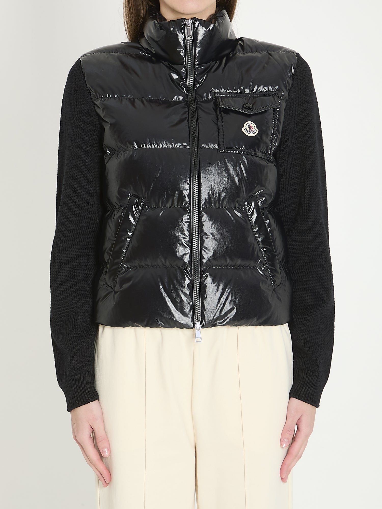 MONCLER S padded wool cardigan