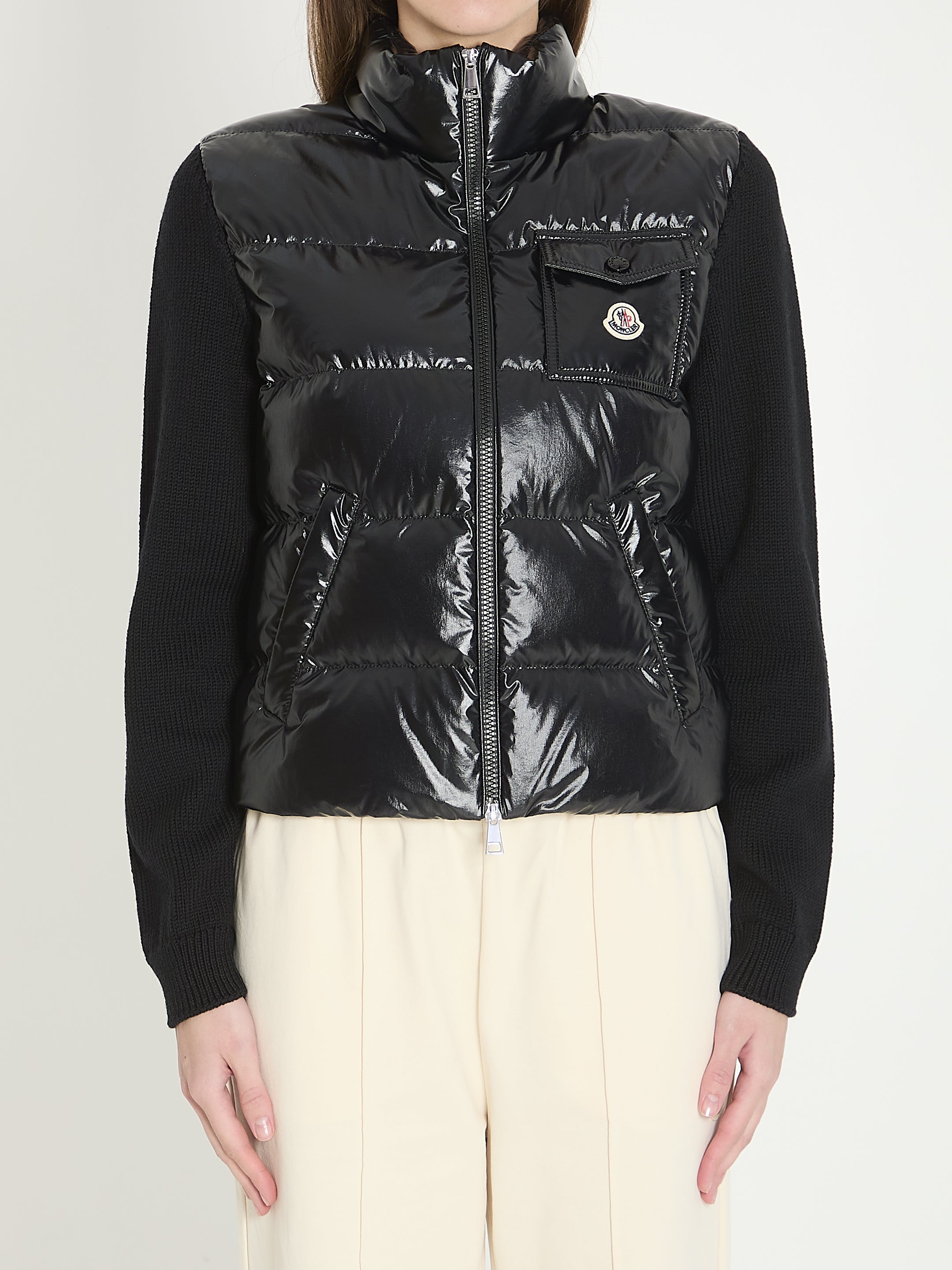 MONCLER S padded wool cardigan