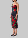 midi dress in rose-print satin