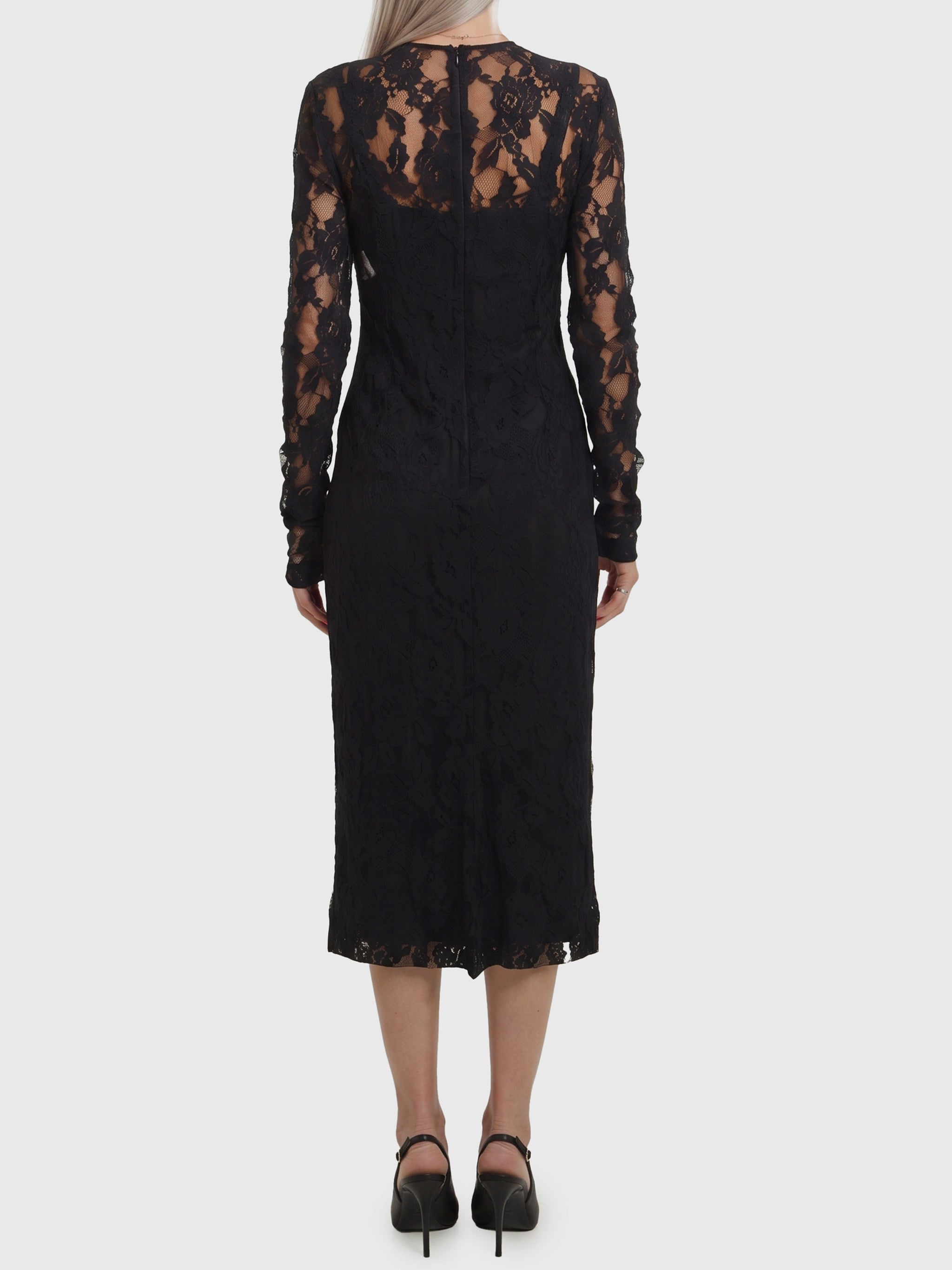 black midi lace dress