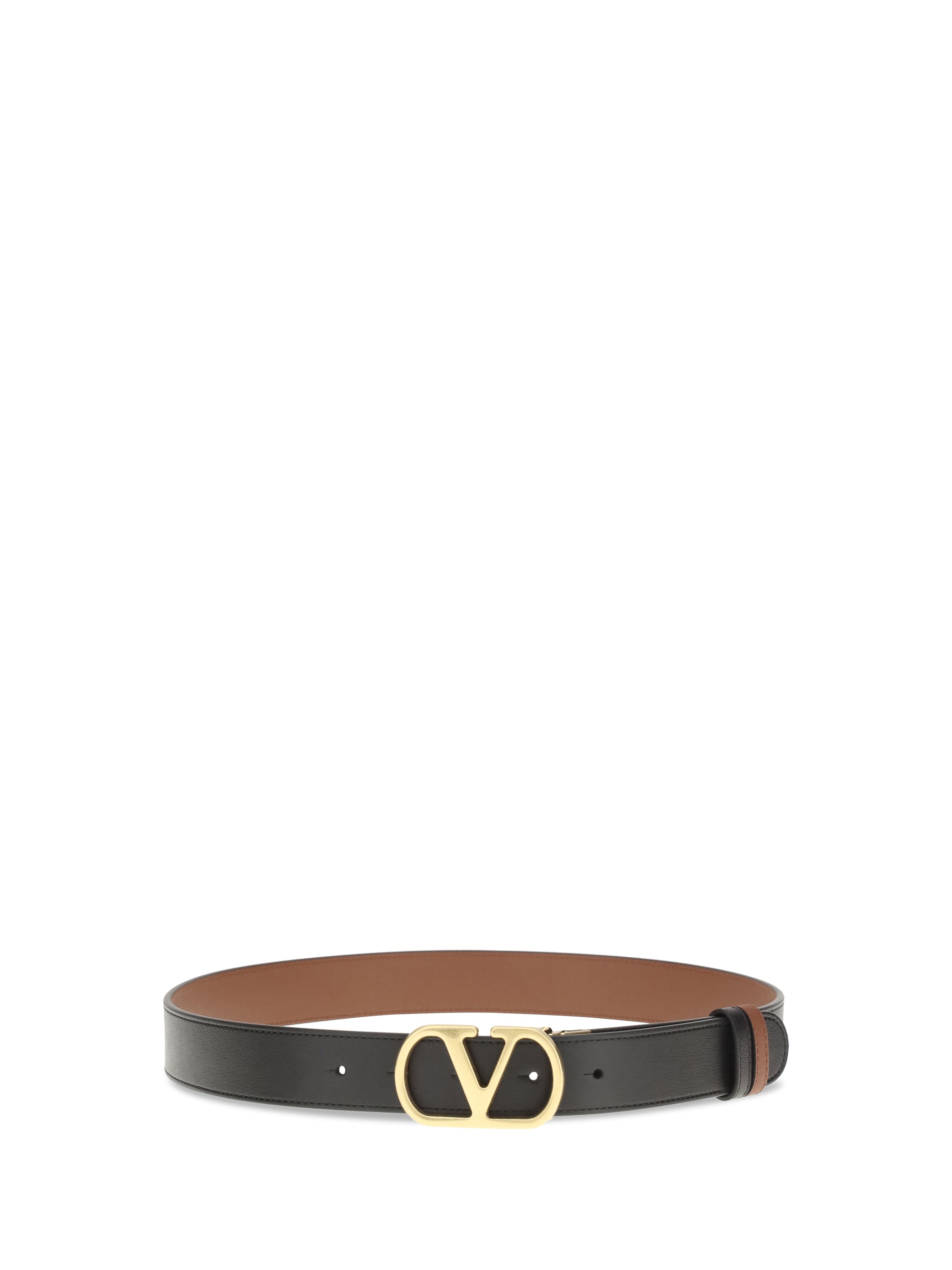 reversible leather belt with the vlogo signature