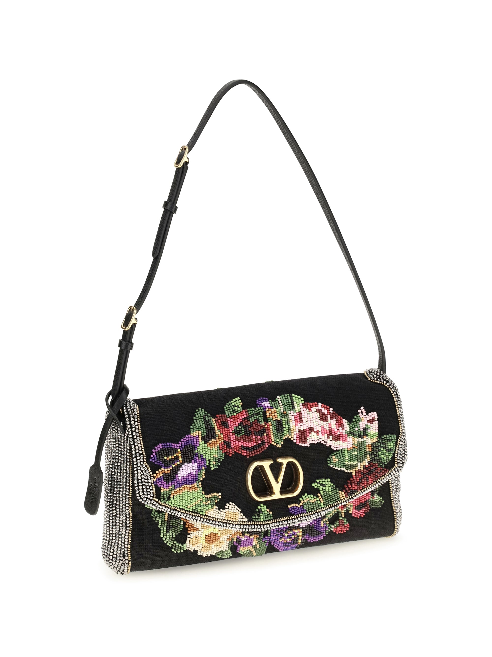 small embroidered devain shoulder bag