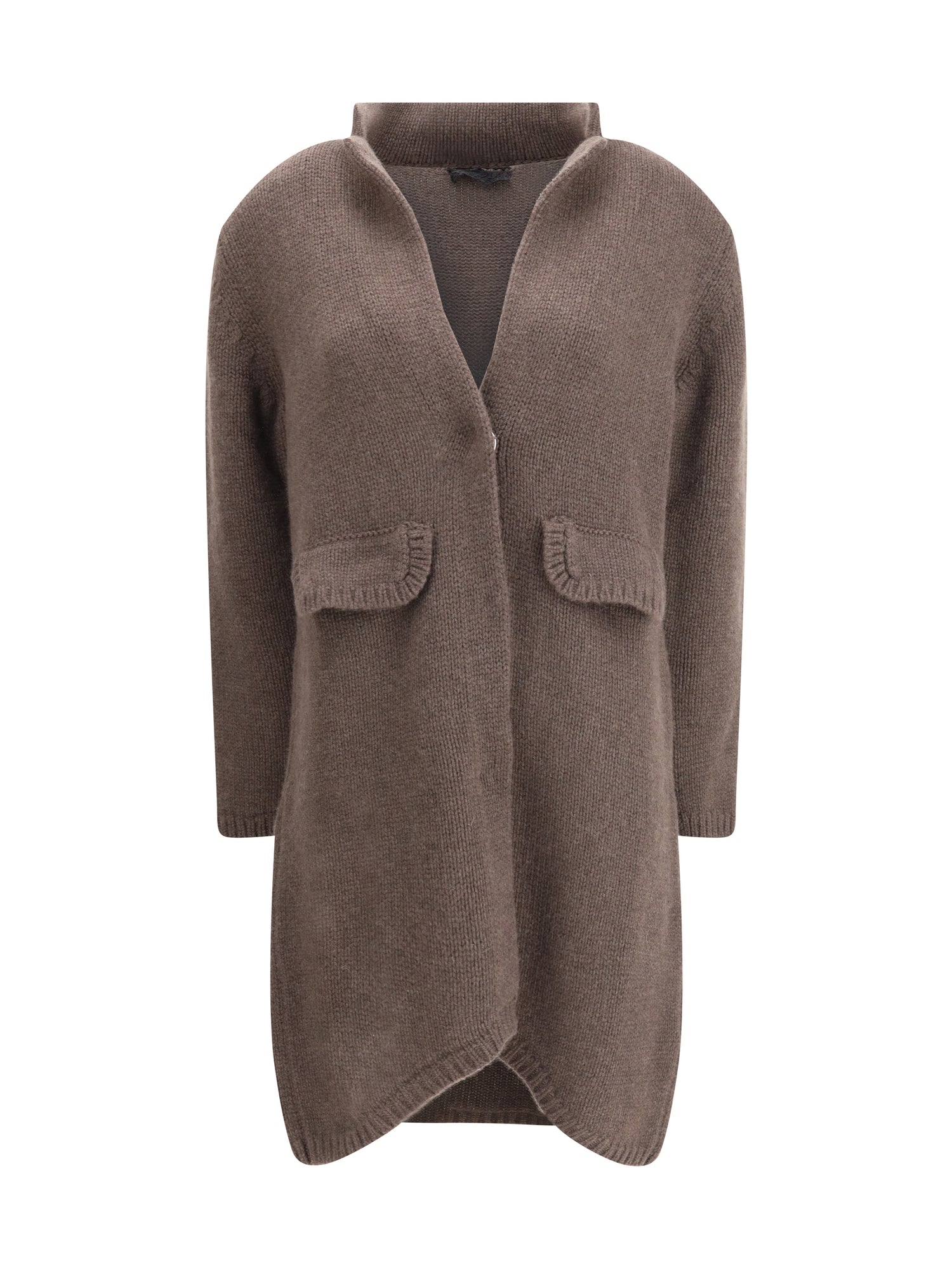 ELLA L semi-long sweater with a front hook-and-eye closure