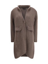 ELLA L semi-long sweater with a front hook-and-eye closure