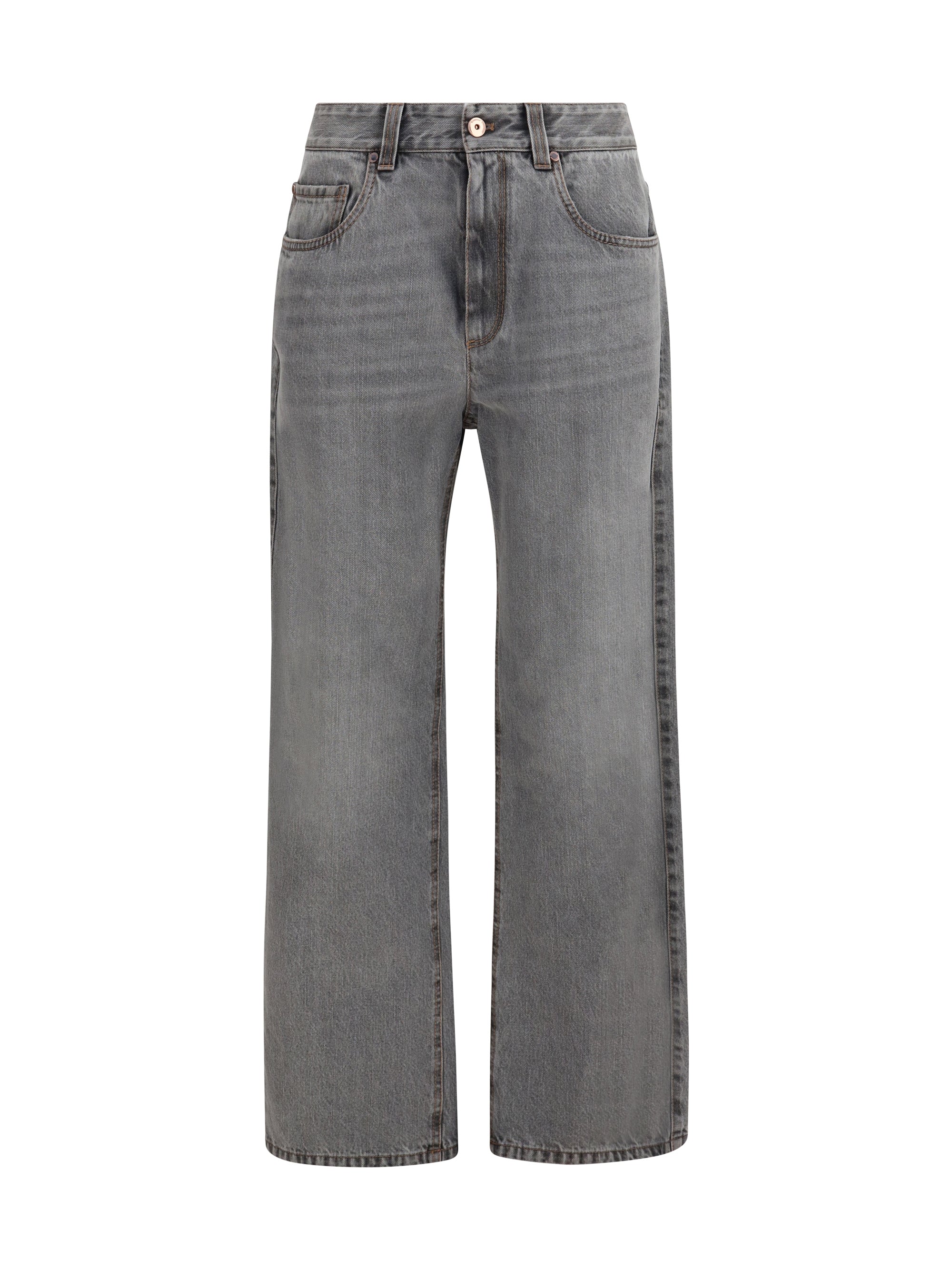 wide-leg cotton denim jeans