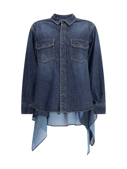 SACAI 2 denim and satin shirt