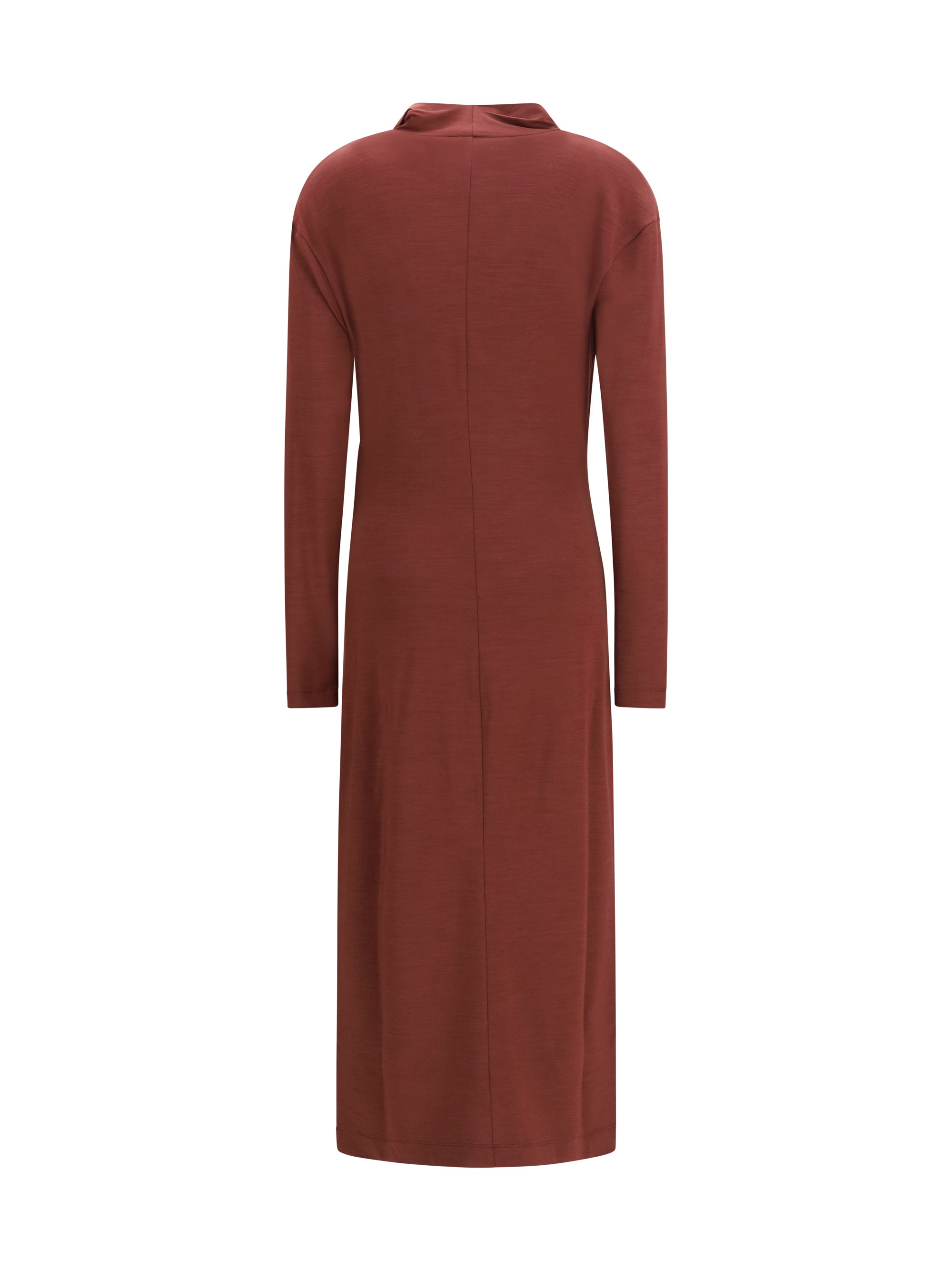 techno wool jersey draped dress with monili