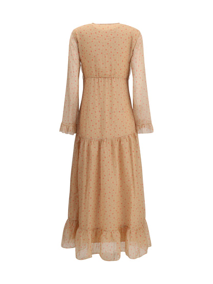 KRISTINA TI 42 silk long dress with rouches