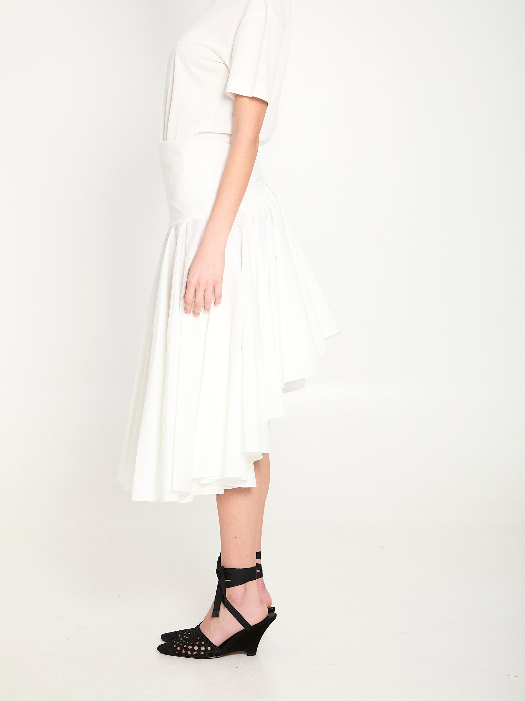 draped midi skirt with godet
