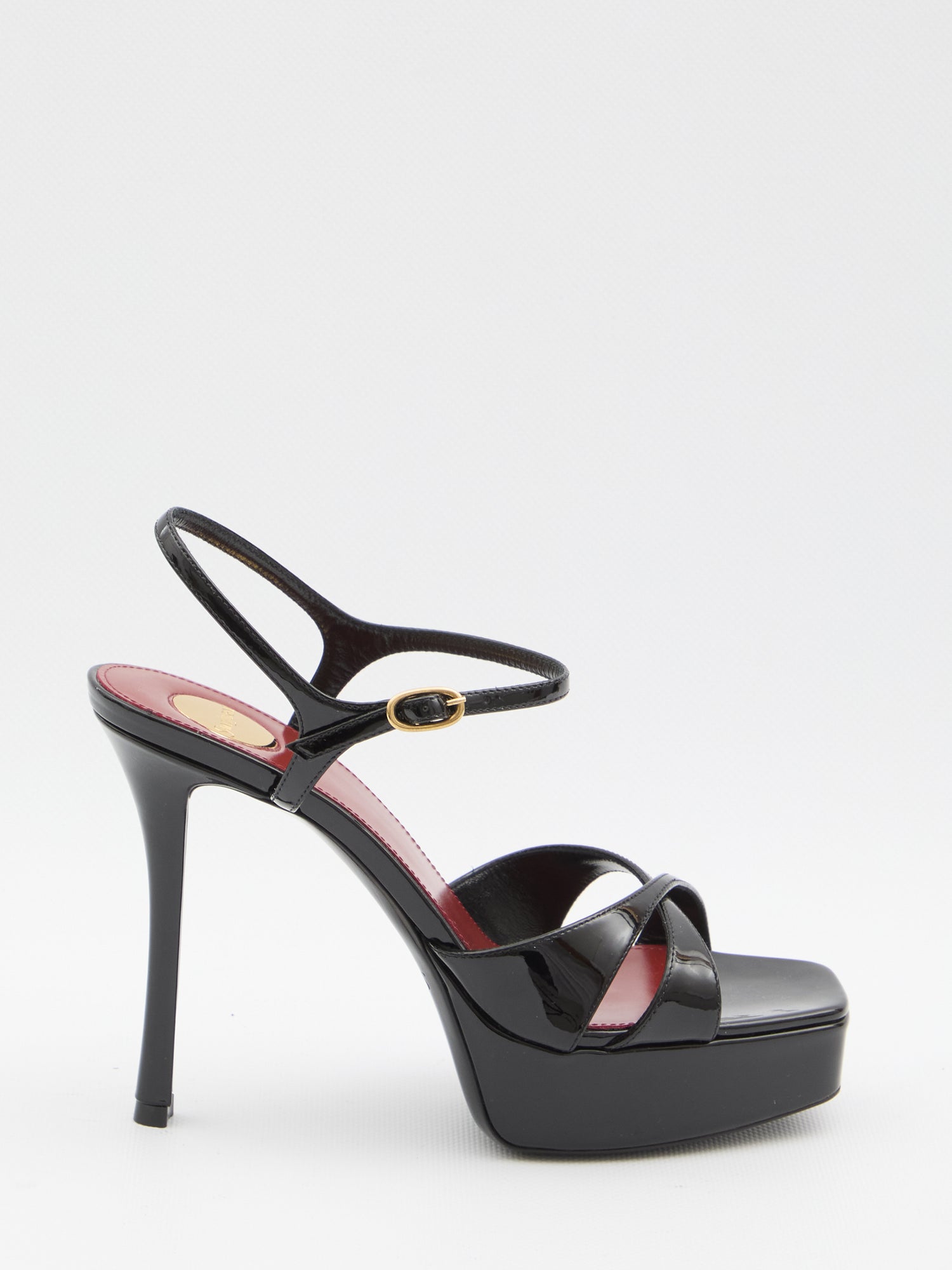 SAINT LAURENT 36½ black leather sandals 