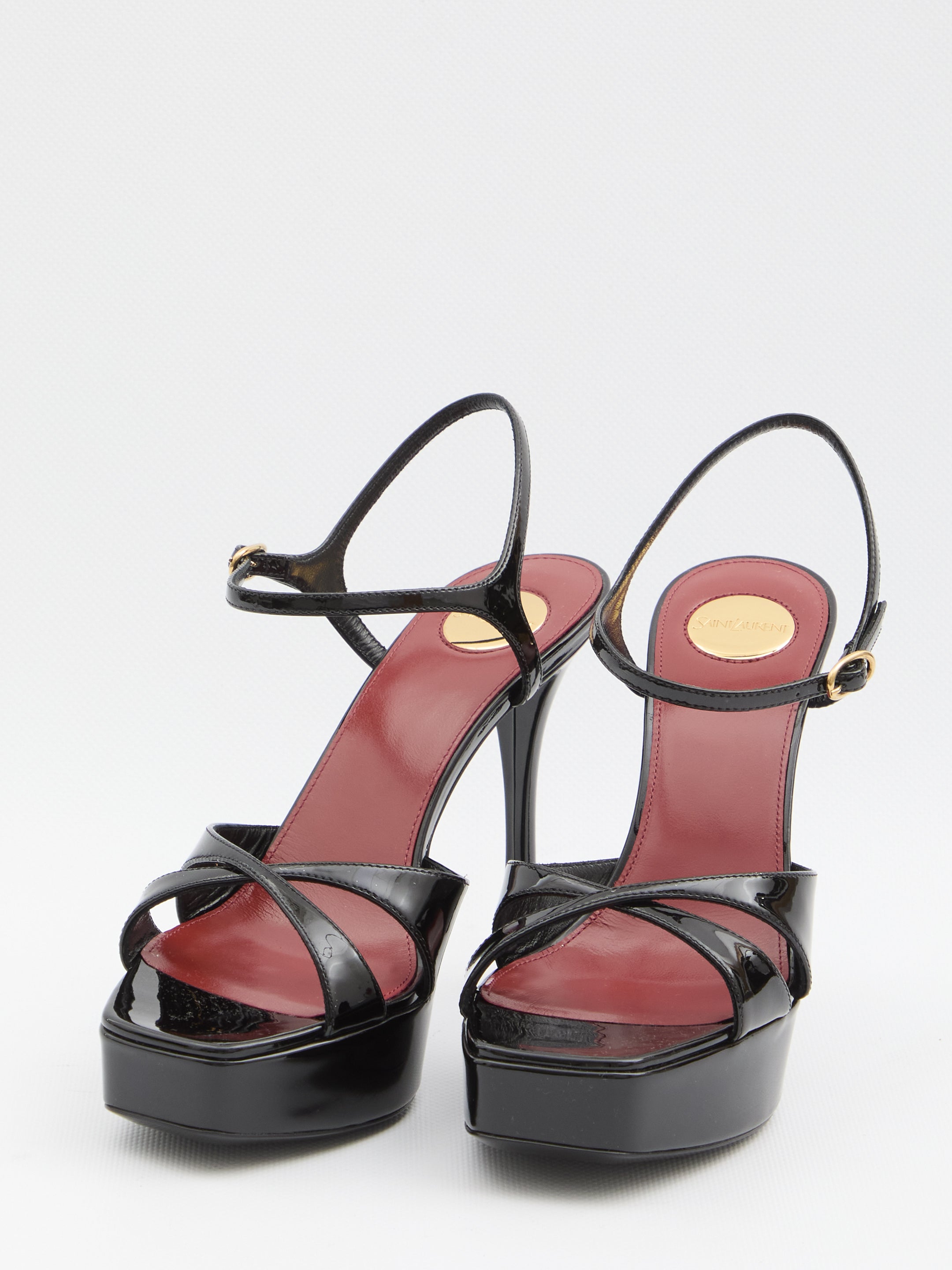 SAINT LAURENT 36½ black leather sandals 