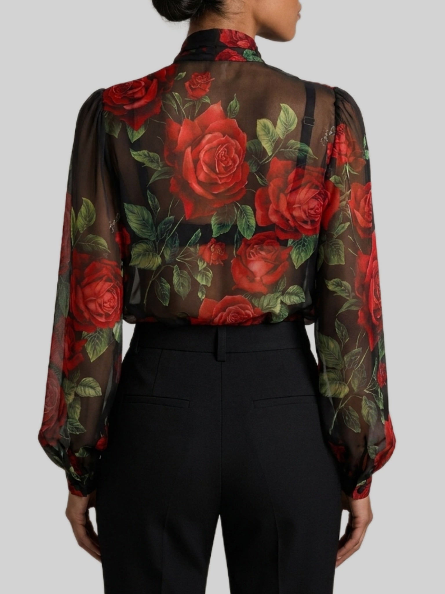 red rose chiffon blouse
