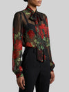 red rose chiffon blouse