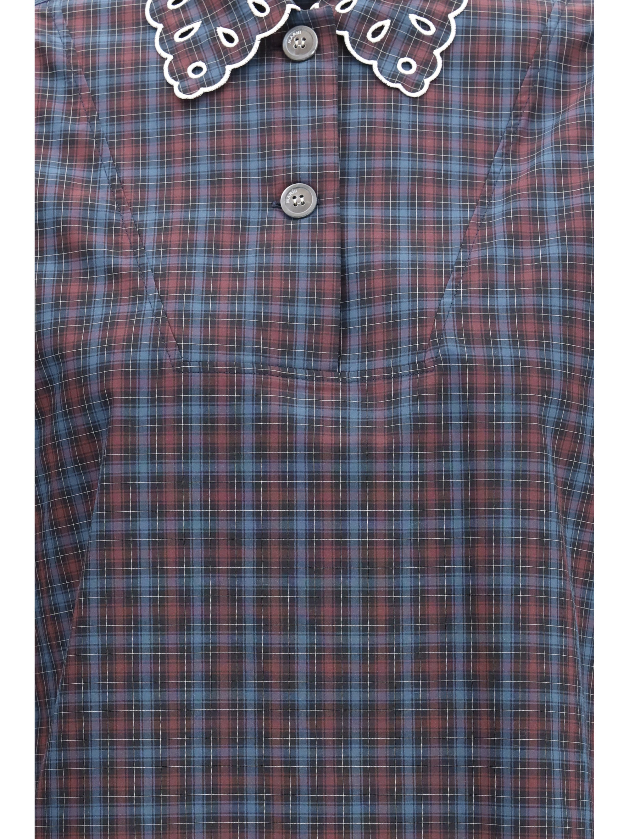checked cotton shirt with embroidered details