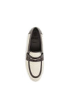 two-tone leather and raffia loafers