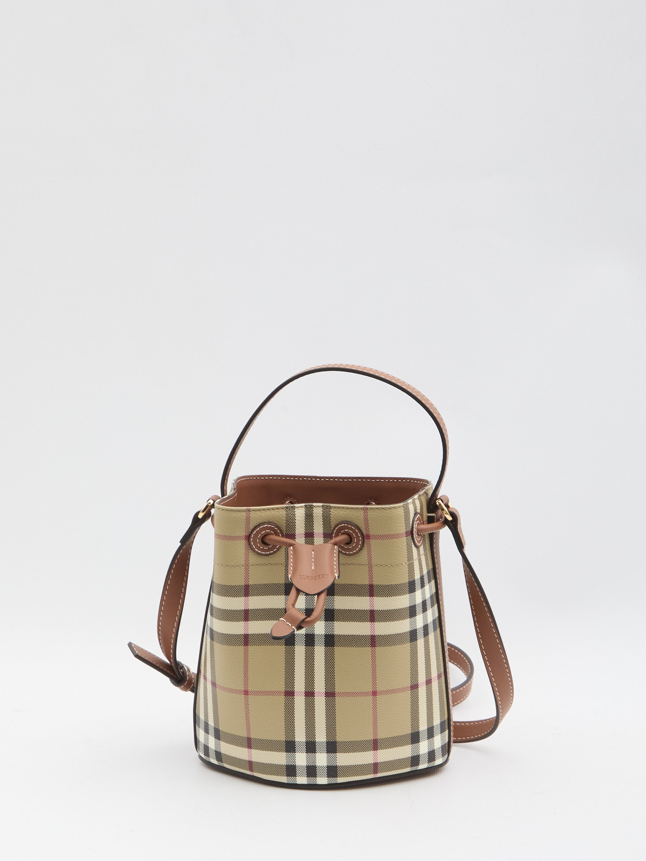 BURBERRY OS check bucket bag mini
