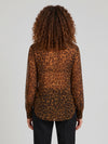 animal print blouse with bow