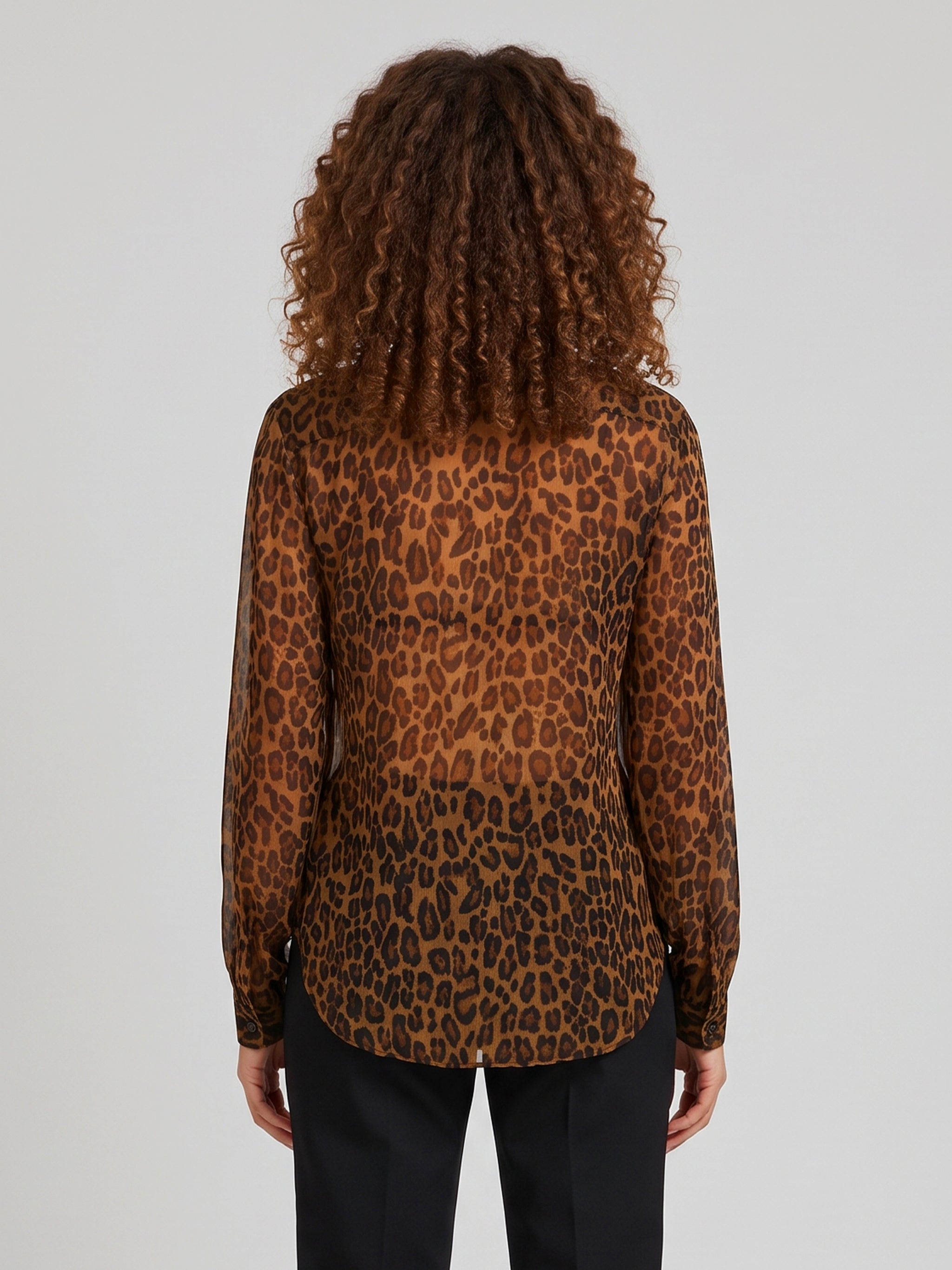 animal print blouse with bow