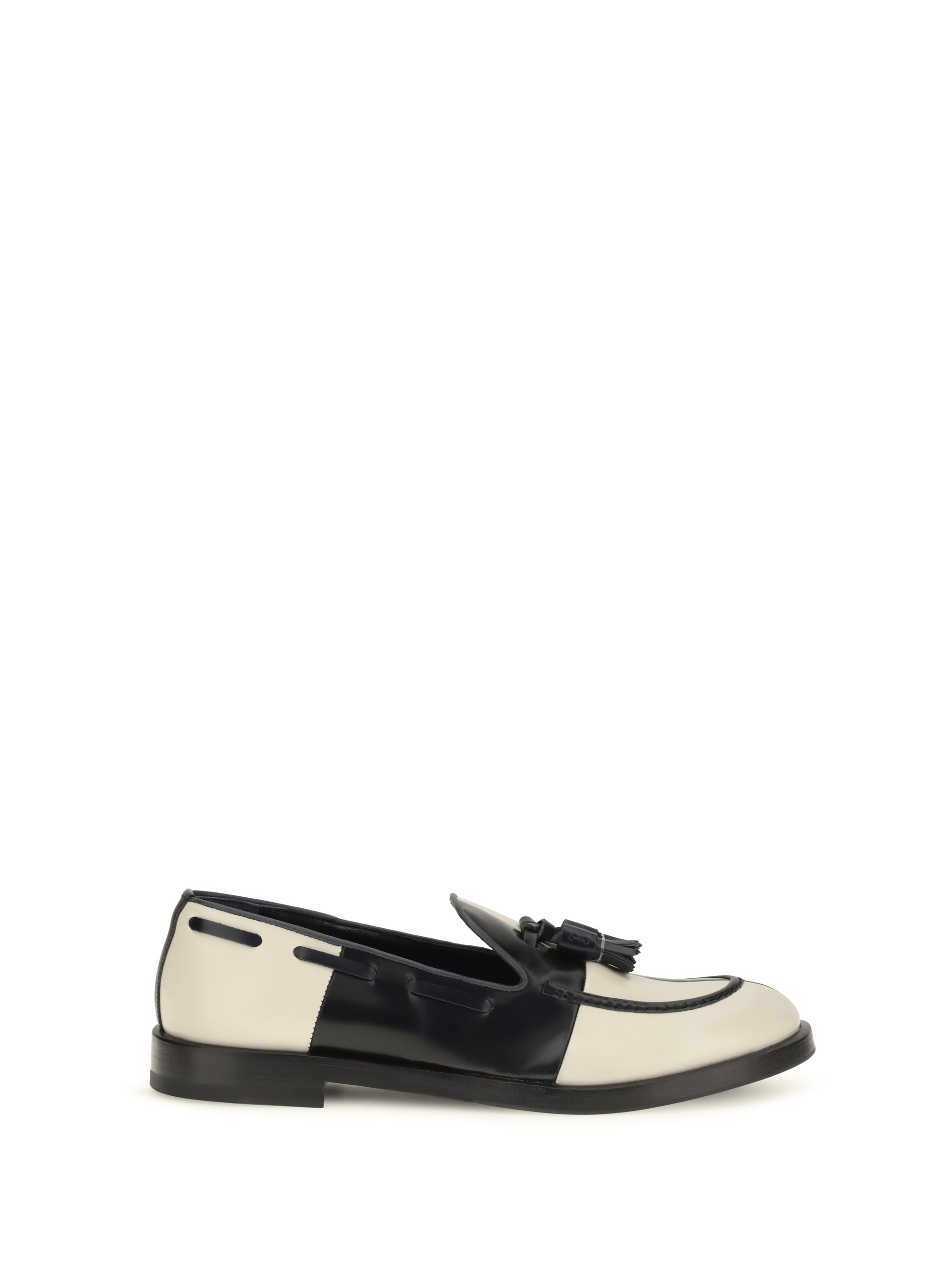 brera damier bicolor leather loafers