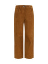 straight-leg corduroy-effect leather pants