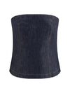 denim effect twill bandeau top