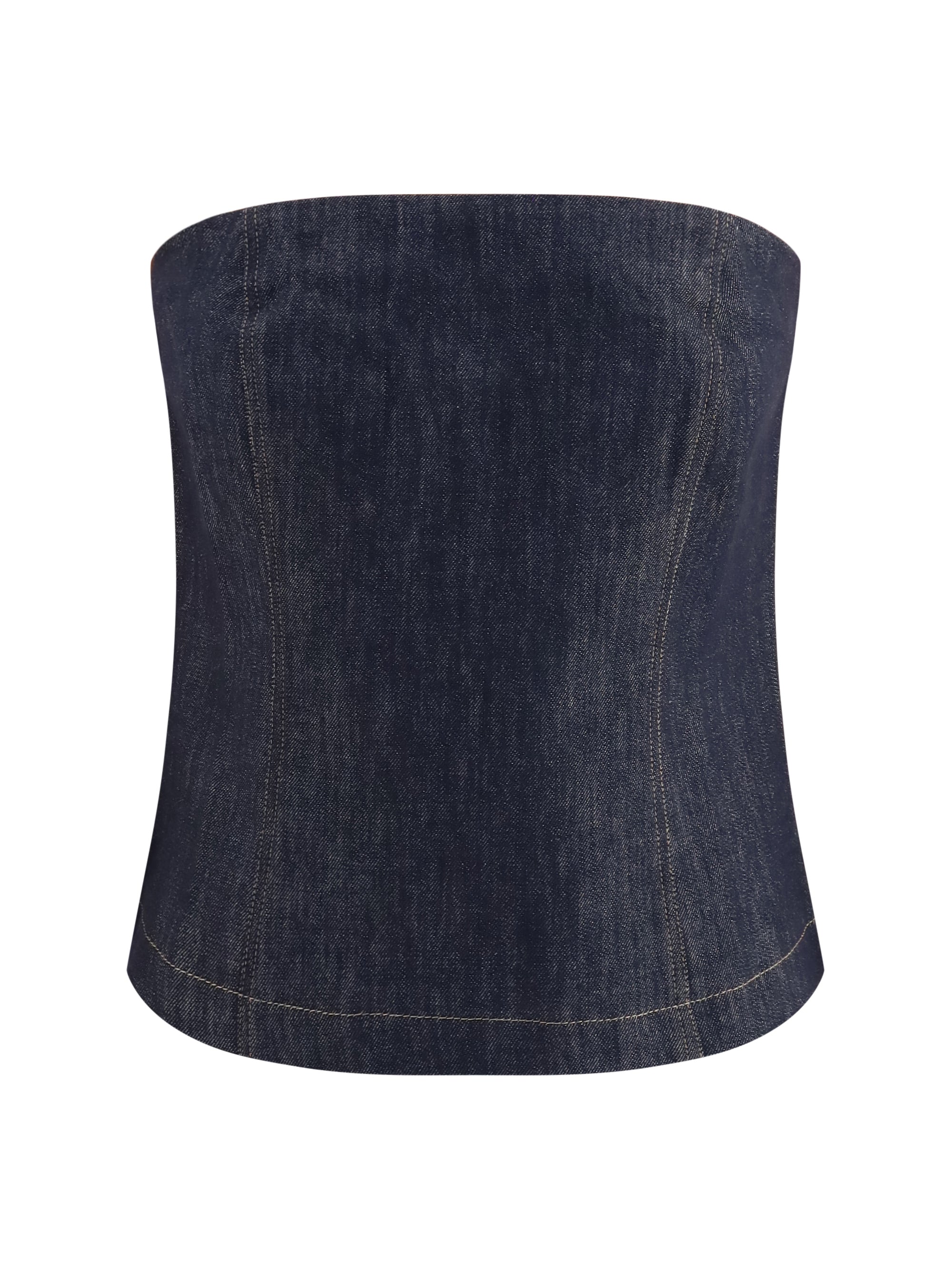 denim effect twill bandeau top