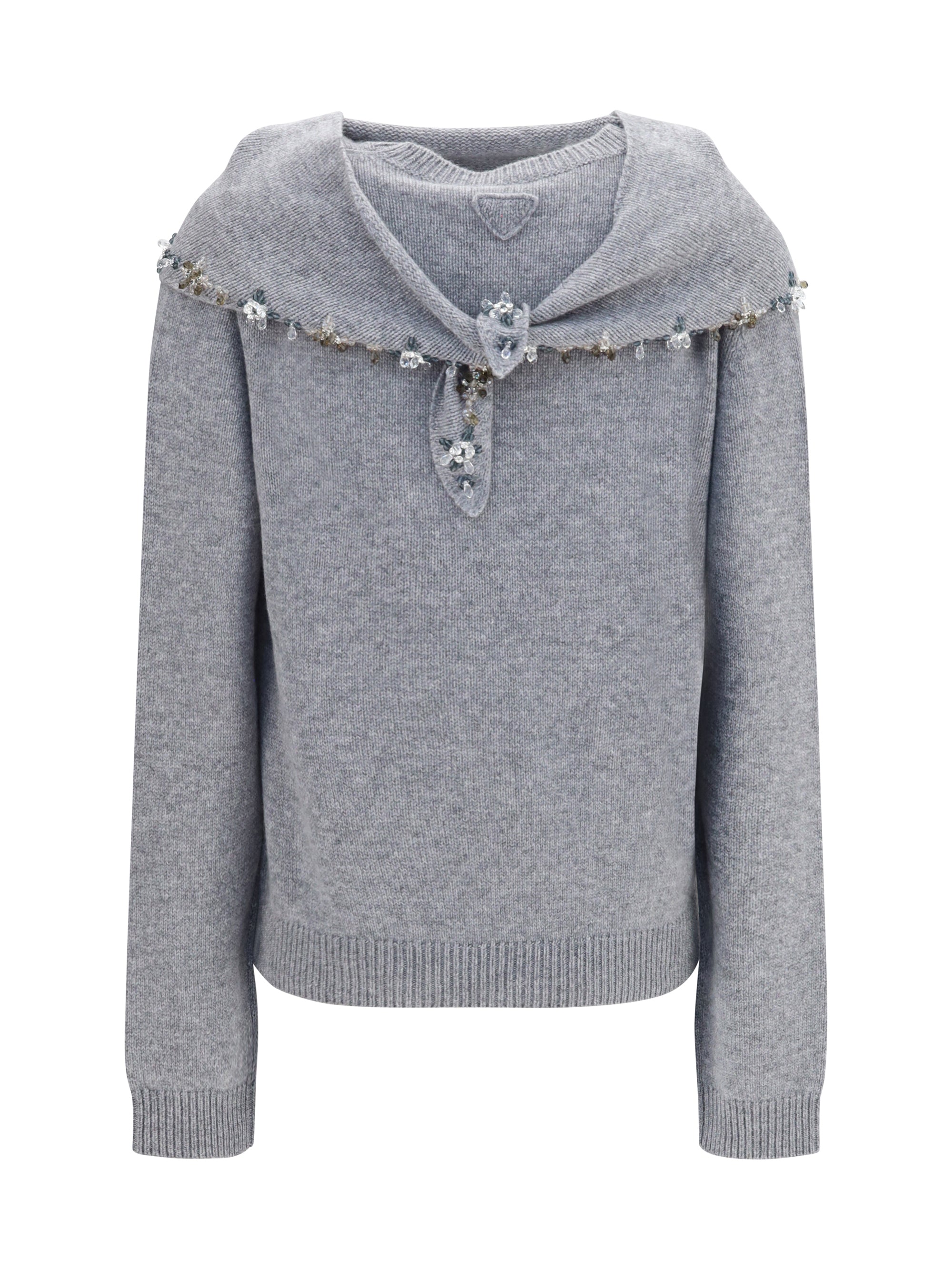 sweater with integrated scarf