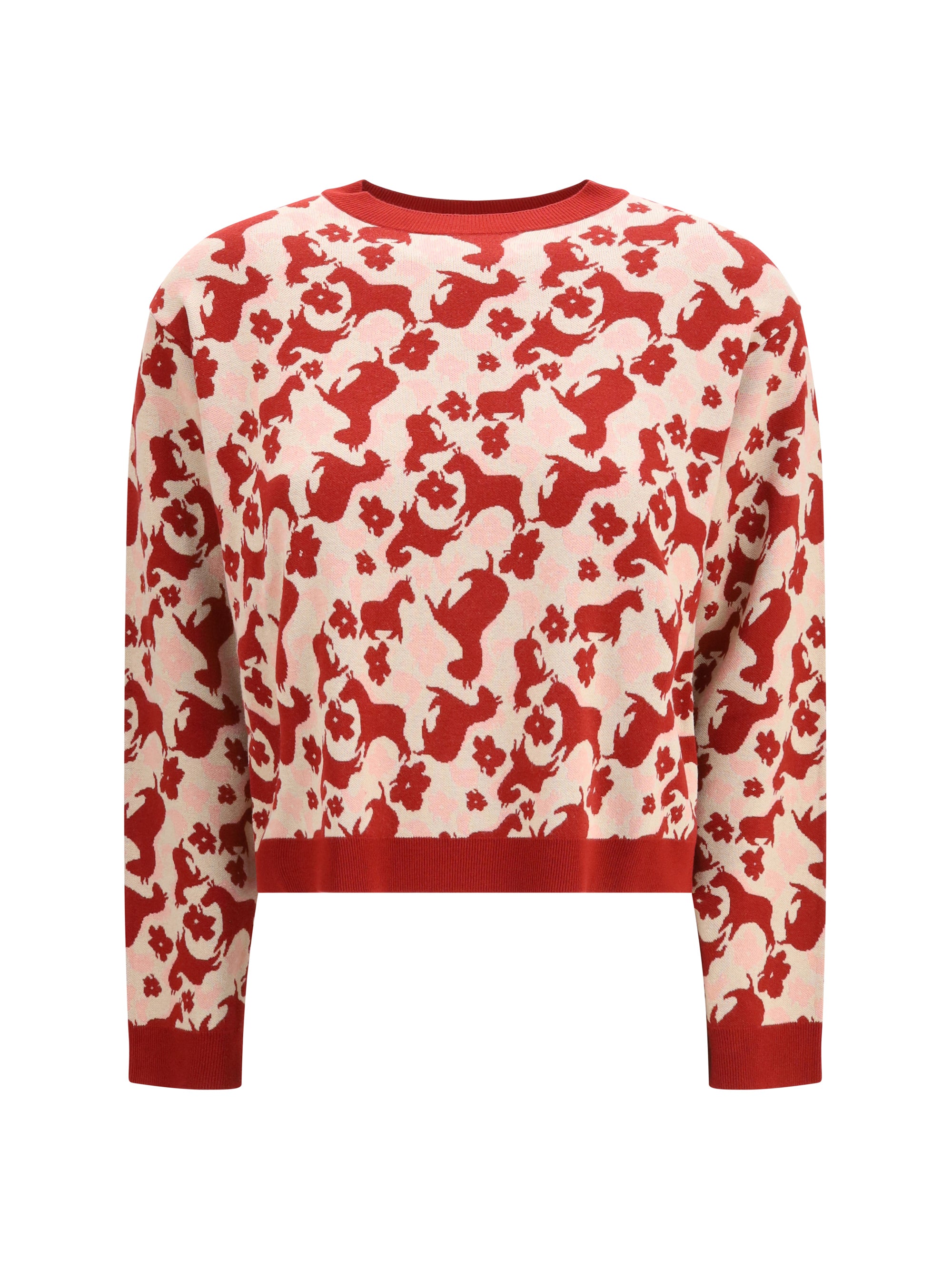 jacquard viscose crewneck sweater