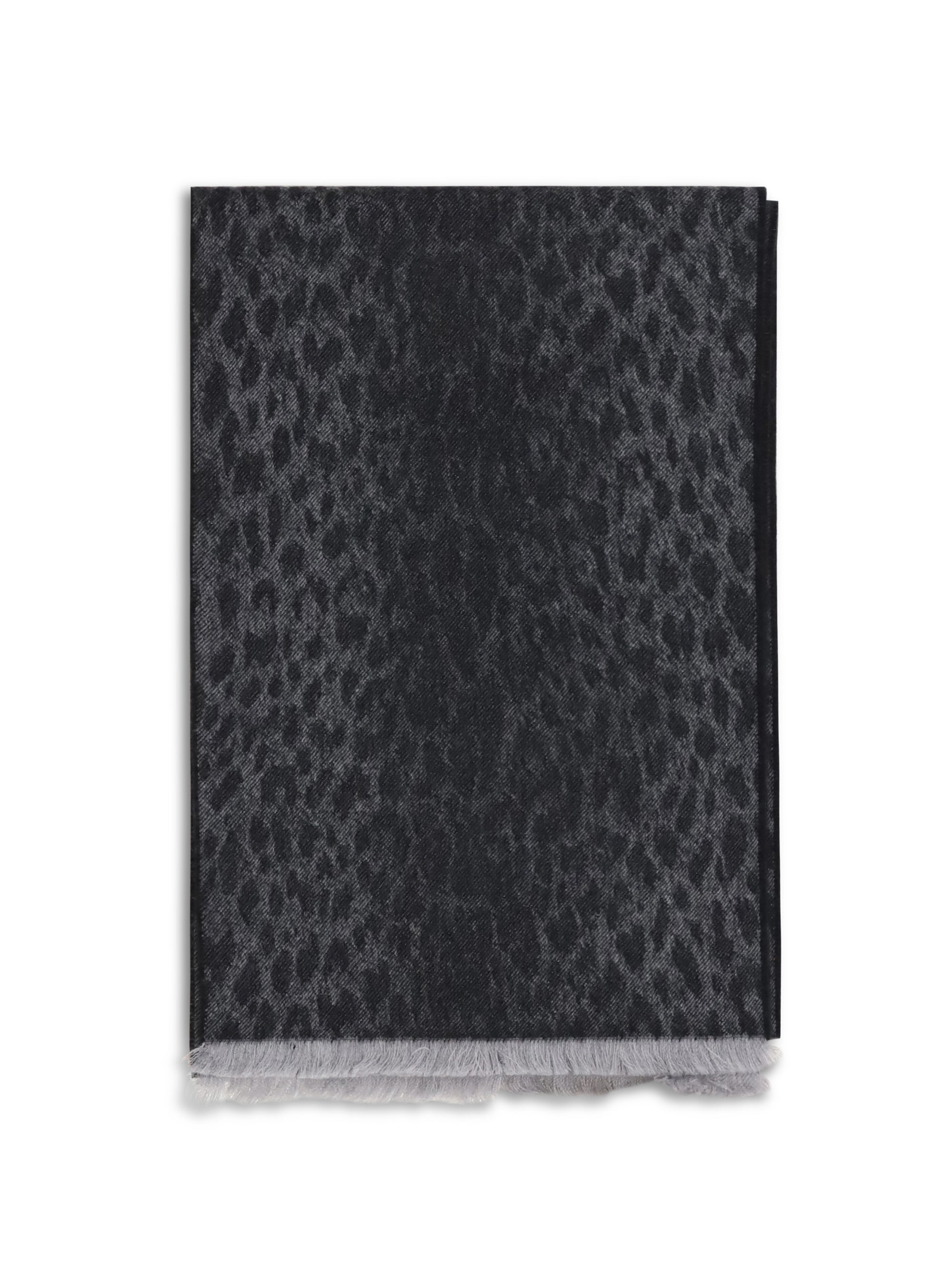 leopard-print wool scarf with monogram