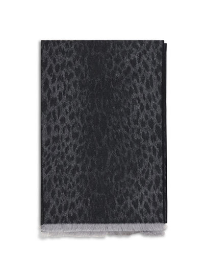 leopard-print wool scarf with monogram