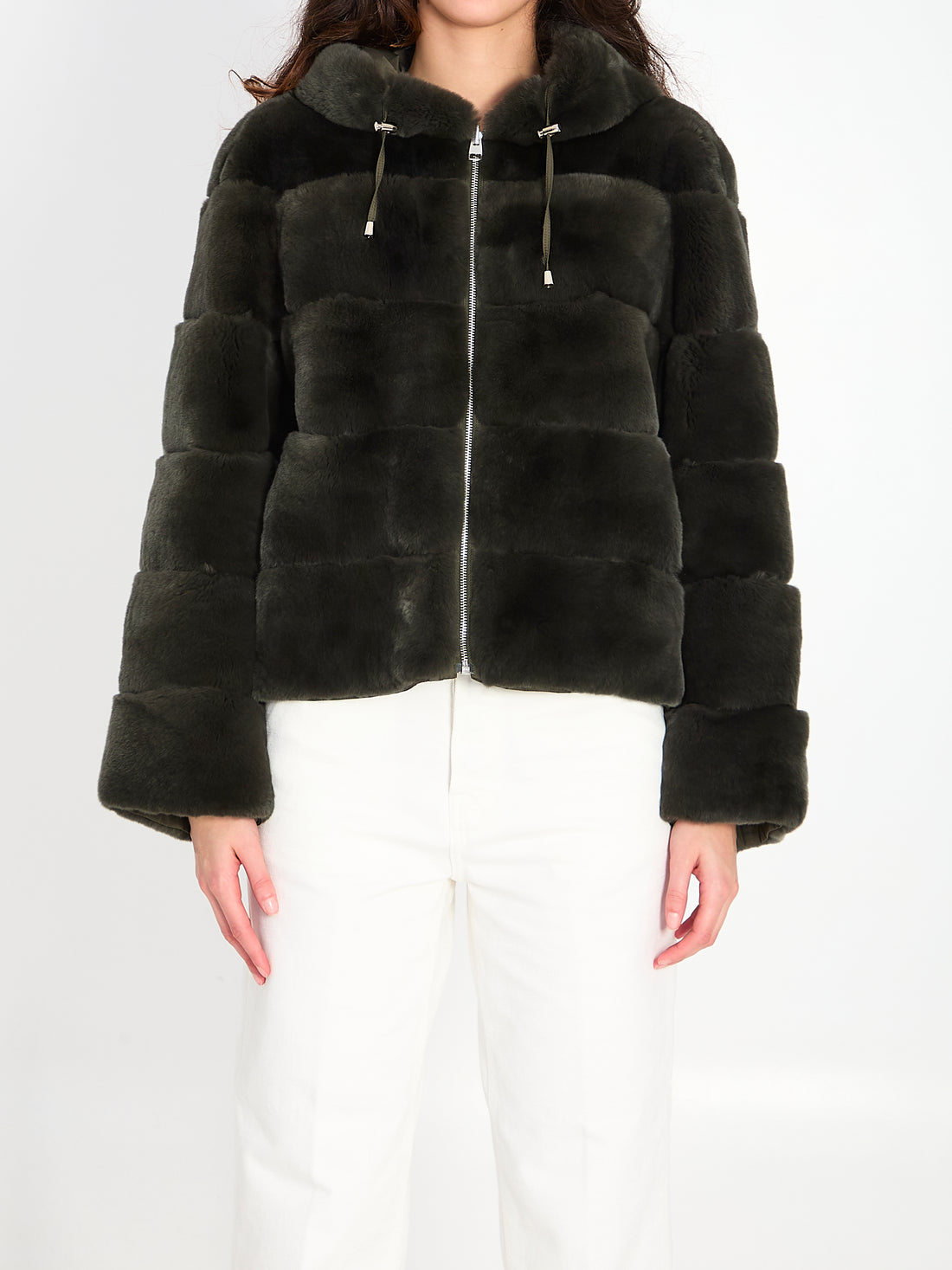YVES SALOMON 38 reversible green fur 