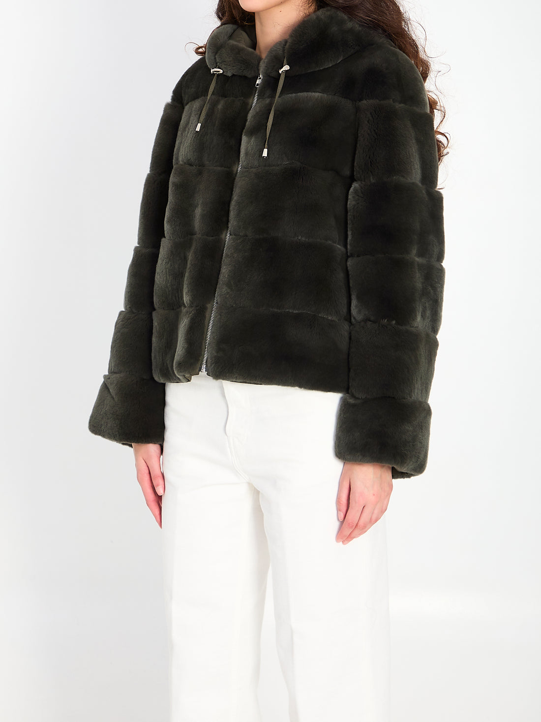 YVES SALOMON 38 reversible green fur 