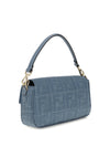 medium woven raffia shoulder bag with ff embroidery