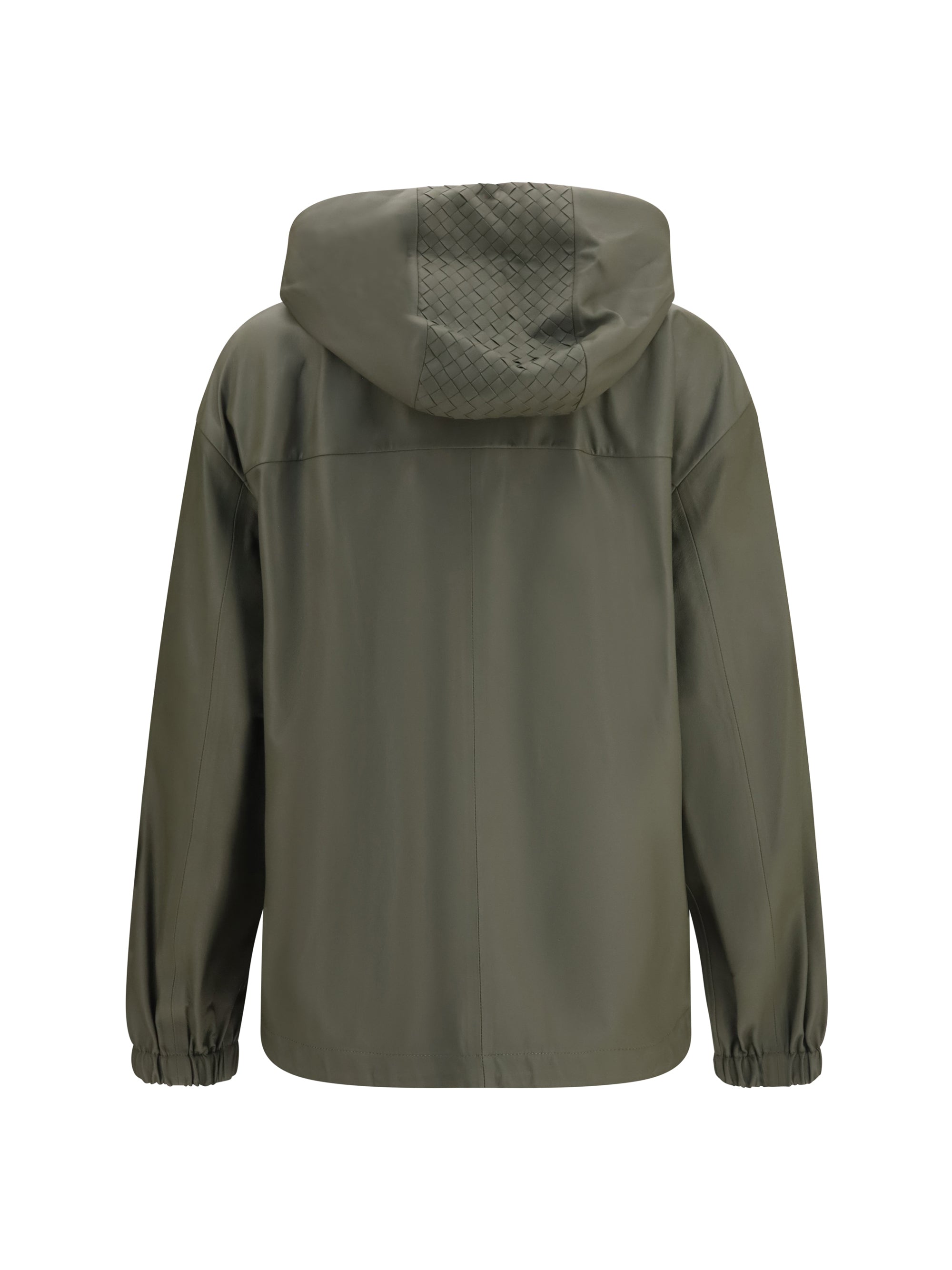 lightweight nappa leather jacket with intrecciato hood