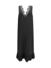 lace-trimmed satin long dress