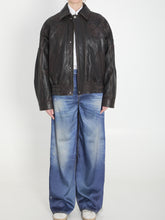 GOLDEN GOOSE 40 leather bomber jacket with floral embroidery