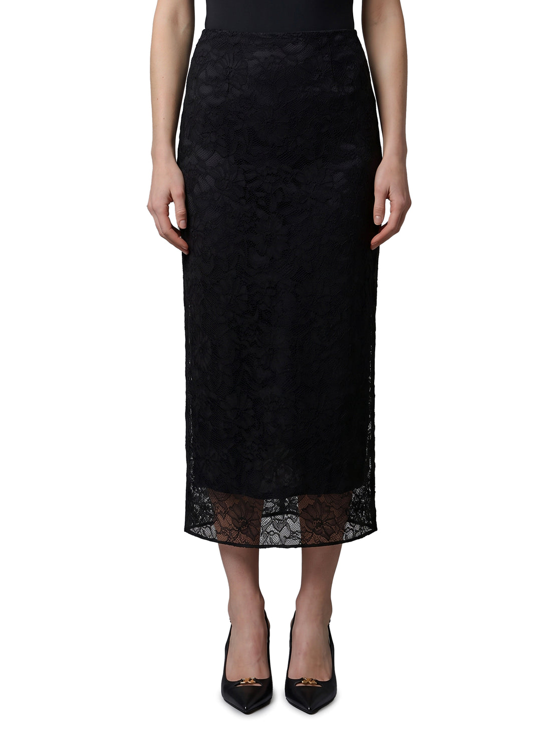 DOLCE&amp;GABBANA 40 black lace midi skirt