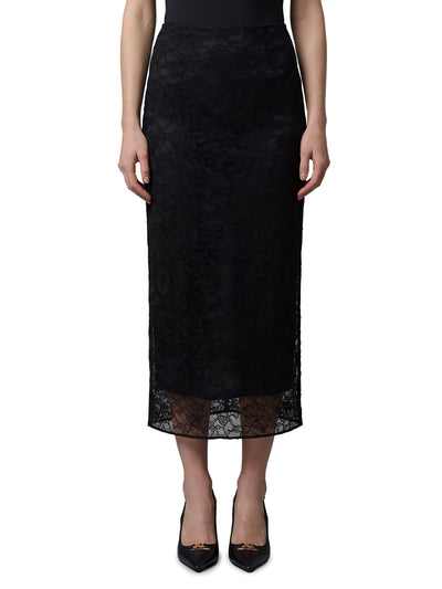 black lace midi skirt