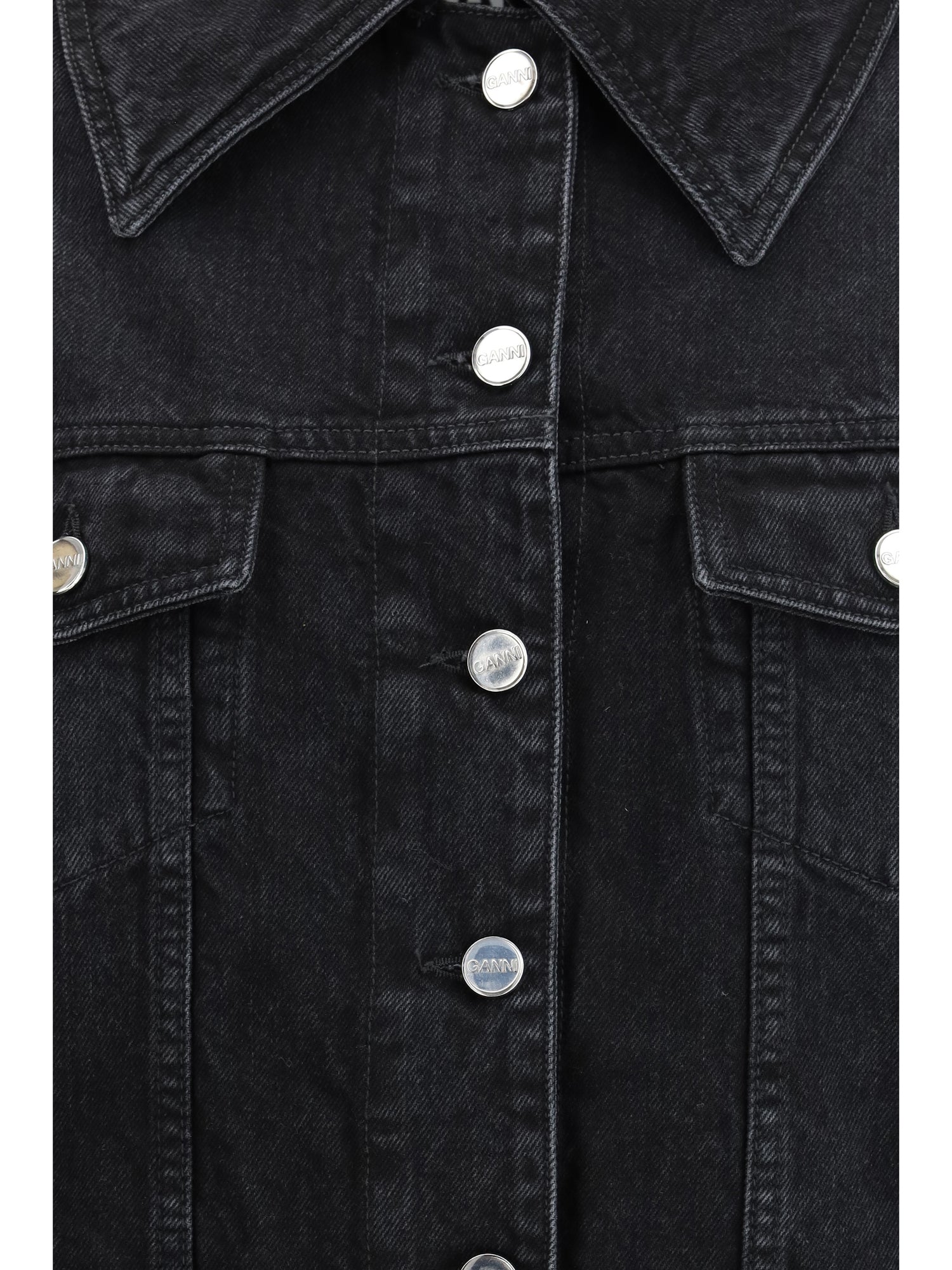 GANNI S-M washed denim jacket