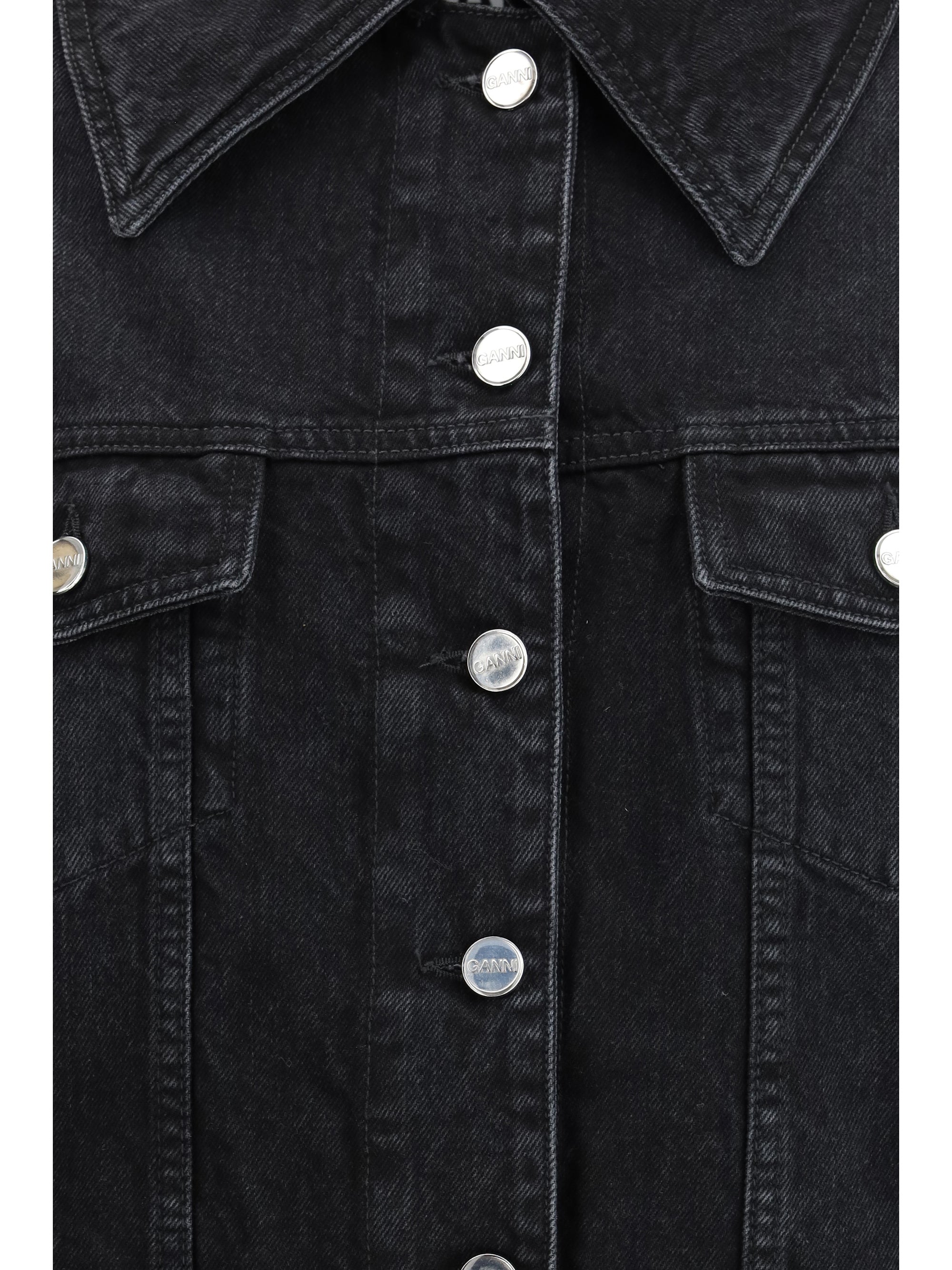 GANNI S-M washed denim jacket